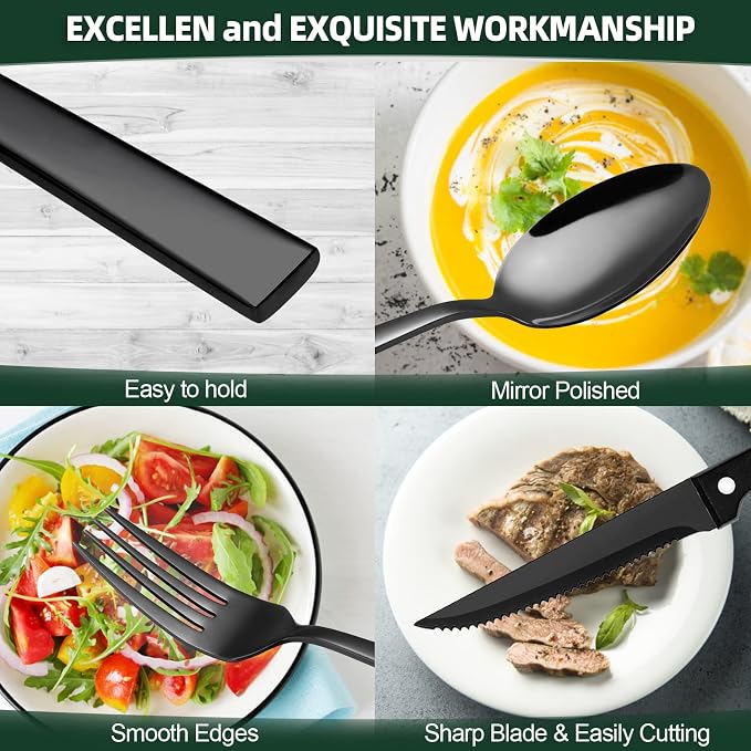 72-Piece Black Silverware Set - Image 5