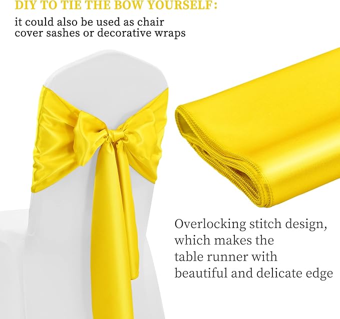 12 Pack Yellow Satin Table Runner 12 x 108 Inch Long Premium Table Runners - Image 3