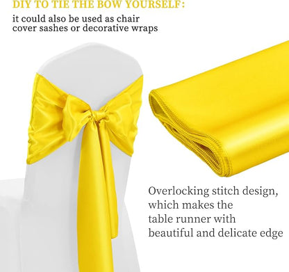 12 Pack Yellow Satin Table Runner 12 x 108 Inch Long Premium Table Runners - Image 3