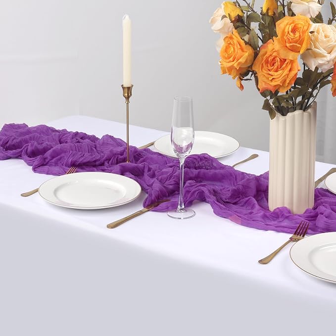 6 Pack Purple Cheesecloth Table Runner 35 x 120 Inch | Boho Gauze Fabric - Image 4