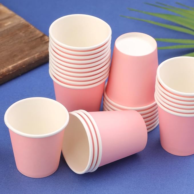 3 oz Small Paper Cups, 50 Pack Bathroom Cups Mouthwash Cups Pink | 3 oz - Image 7