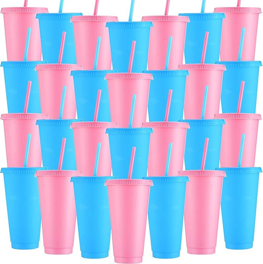 Honeydak 30 Pack Tumbler with Straw and Lid Bulk Cups by Honeydak