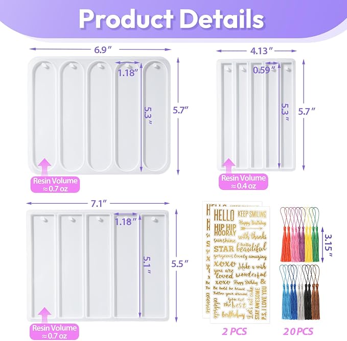 HeyClear Bookmarks Resin Silicone Molds Kit, Casting Molds - Image 4