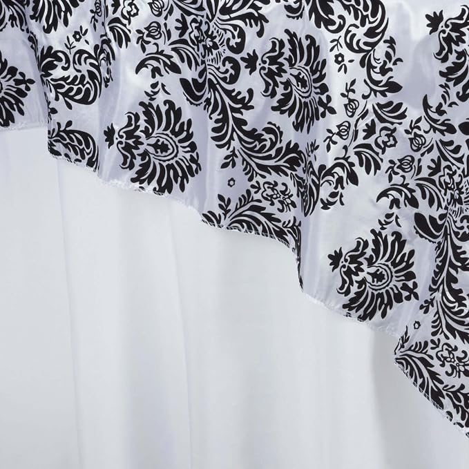 Efavormart Black Damask Flocking Square Tablecloth Overlay 60"x60" Square - Image 3