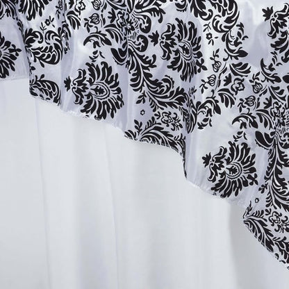 Efavormart Black Damask Flocking Square Tablecloth Overlay 60"x60" Square - Image 3