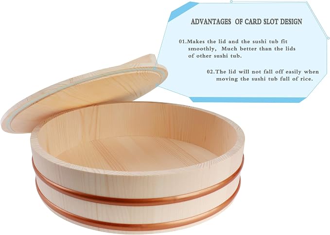 Kichgather Wooden Sushi Rice Bowl - Image 7