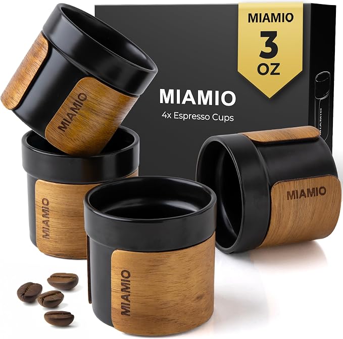 MIAMIO – Espresso Cups Set of 4 Japanese Tea Cups Ceramic/Handleless Mug by MIAMIO