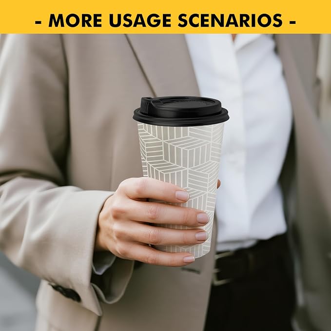 RACETOP Coffee Cups with Lids 16 oz, 100 Pack Disposable To Go Cups, To-go - Image 5