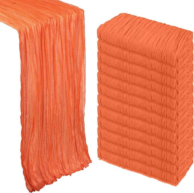 12 Pack Orange Cheesecloth Table Runner 10Ft Spring Gauze Cheese Cloth Table by Heneger