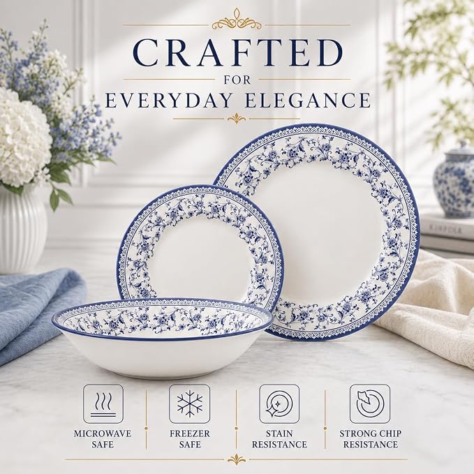 Royal 12-Piece Porcelain Dinnerware Set - Image 4
