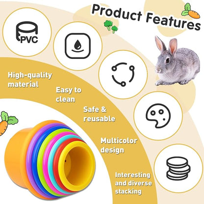 8 Pcs Colorful Stacking Cups for Rabbits, Colorful Bunny Cups for Rabbits and - Image 3