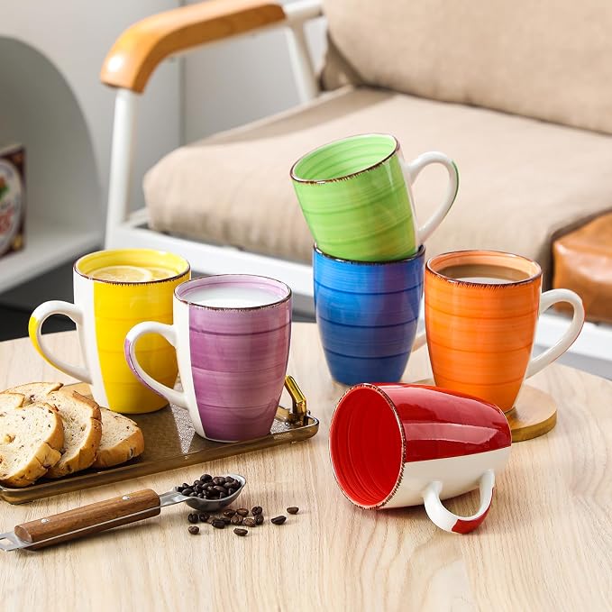 vancasso Bonita 16 Oz Large Coffee Mugs Set of 6, Ceramic Coffee Cups - Image 6