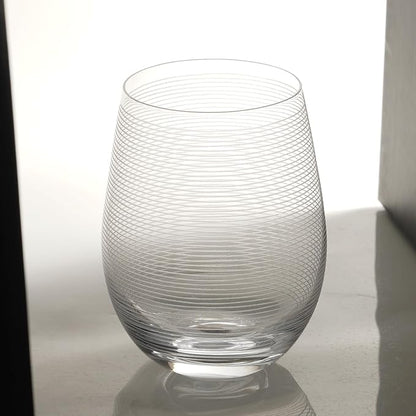 Etched Stemless Wine Glasses for Red or White Wine (Set of 2), 18-Ounces, Large Wine Glasses for Cabernet, Pinot Noir, Burgundy, Bordeaux, Clear, Etched-1