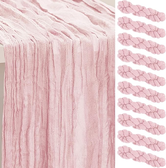 10 Pack Valentines Cheesecloth Table Runner 35x120 Inch 10Ft Rustic Gauze by SuBleer