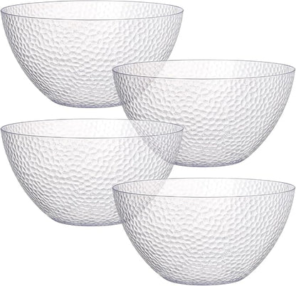 4 Pack Clear Plastic Serving Bowls, 135 OZ Large Round Plastic Bowls, 10 Inch by Suwimut