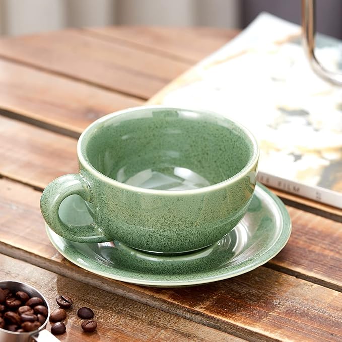 Coffeezone Vintage Design 12 oz Ceramic Latte Art Cappuccino Barista Cup - Image 4