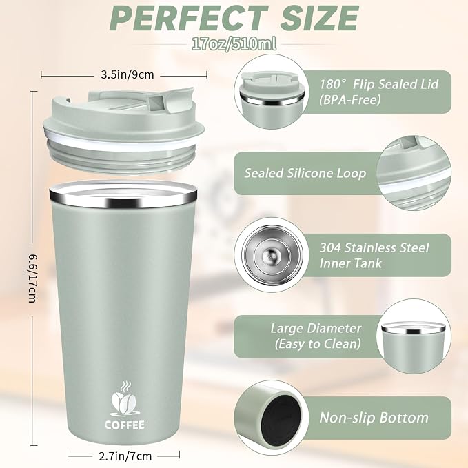 Insulated Travel Coffee Mug Reusable Coffee Tumbler Cup - Image 5