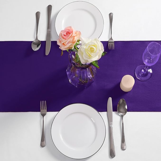 Manyshofu Dark Purple Satin Table Runner 12x108 - Image 3