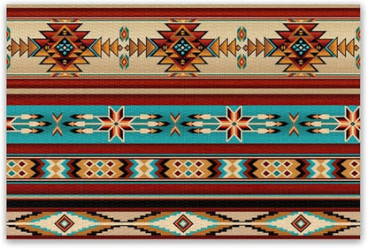 Southwestern Native Aztec Placemats Rustic Tribal Geometric Decorative Table Mat Antique Native Heat Resistant Place Mats for Dining Kitchen Party Holiday Decor 12x18Inch Set of 6