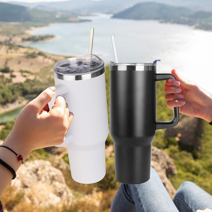 SYACOT 40 oz Tumbler with Handle and Straw Stainless Steel Insulated Tumbler - Image 5
