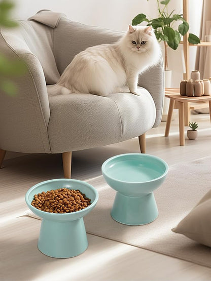 LoeJan Elevated Cat Food and Water Bowls Set, Extra Wide and Raised Ceramic - Image 7