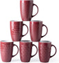 AmorArc 20 oz Large Coffee Mugs Set of 6, Embossed Ceramic Coffee Mugs by AmorArc