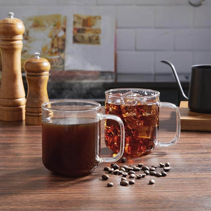 Glass Coffee Mugs, 14 oz iced coffee cups, Glass Mugs - Image 7
