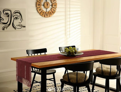 Burgundy Red Table Runner with Tassels 12x90 Inch - Image 7