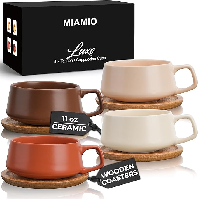 MIAMIO - Cappuccino Cup Set of 4, Ceramic - Luxe | Ceramic cappuccino cups and by MIAMIO