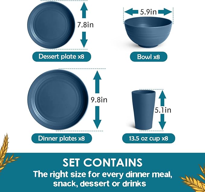 Teivio 32-Piece Plates and Bowls Sets - Image 2
