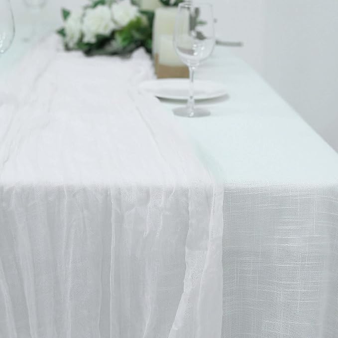 Efavormart 10FT White Cheesecloth Table Runner, Gauze Fabric Boho Wedding Arbor - Image 6