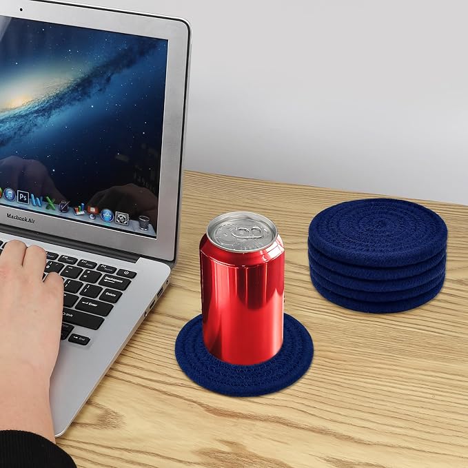 ABenkle Woven Coasters for Drinks Set of 6, Boho Absorbent Drinking Coaster - Image 6