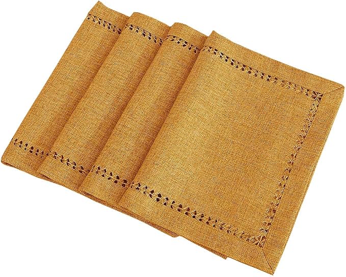 Grelucgo Set of 4 Handcrafted Solid Mustard Gold Color Dining Table Place-mats by Grelucgo