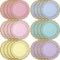48 Pcs Pastel Rainbow Paper Plates 9 Inch Gradient Color Scalloped Paper Disposable Dinner Dessert Plates for easter Birthday Wedding Bridal Party Supplies, 6 Colors