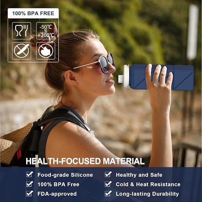 BEAUTAIL Collapsible Water Bottles 21oz/610mL, Silicone Travel Water Bottle | - Image 2