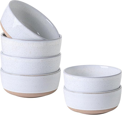 HASENSE 30 OZ Cereal Bowls, Porcelain Soup Bowls for Kitchen, 6 Inch Ceramic Cereal Bowls Set of 6 for Soup, Cereal, Oatmeal and Rice, Microwave and Dishwasher Safe, Bluish White