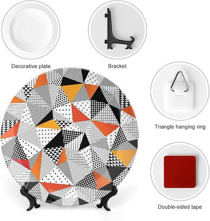 Ceramic Plates, Abstract Decor Decorative Ceramic Plates, Fashionable Polygonal Artwork Panes Craft Projects, 7 Inch, Household Plates Decorative, Multy