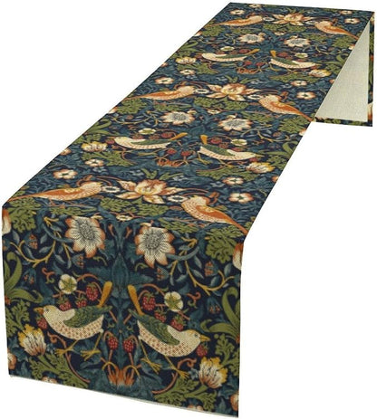 William Morris Strawberry Thief Floral Botanical Art Table Runner Vintage by Yearn+Jear