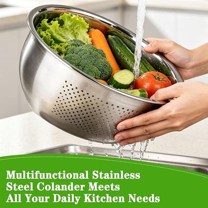 Rice Washer Strainer Bowl, 4 QT Stainless Steel Colander - Image 6