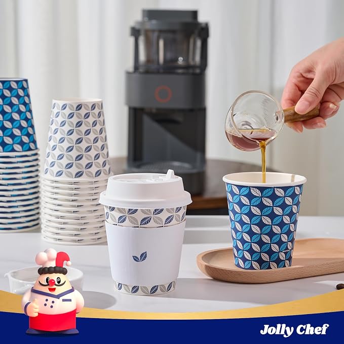 JOLLY CHEF 100 Pack 10 oz Paper Coffee Cups - Image 5
