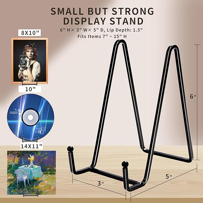 3 Pack 6" Metal Square Plate Stands for Display,Plate Holders Display Stands Can Be Used for Picture Stands,Book Stands for Display,Plate Display Stands,Easel,Photo Frame Stands,Plaque Stands,Desktop Stand.