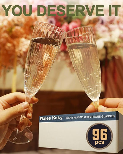 96 Pack Plastic Champagne Flutes, 6 Oz Clear Disposable Wine Glasses | Elegant - Image 5