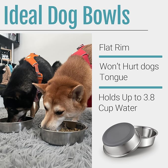 Nonslip Stainless Steel Dog Bowls, 3.8 US Cup, Dishwasher safe, Stackable design - Image 4