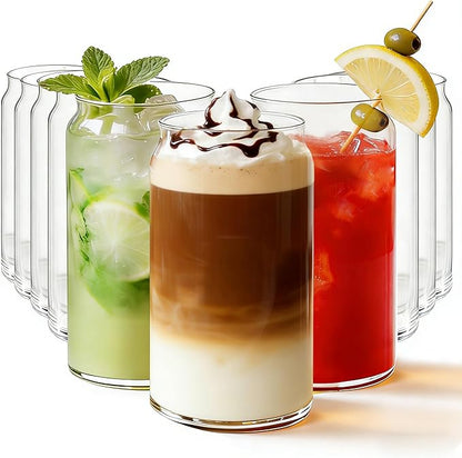 Etolies Drinking Glasses Set of 10, 17oz Can Shaped Glass Cups, Cute Coffee by Etolies