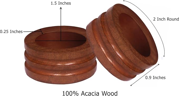 COTTON CRAFT Solid Wood Fluted Ribbed Napkin Rings - Image 3