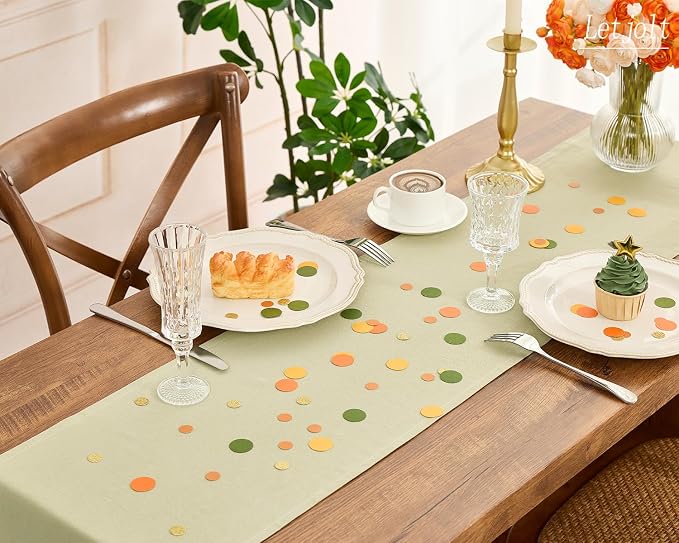Letjolt Sage Green Table Runner 72 Inches Long | Rustic - Image 3