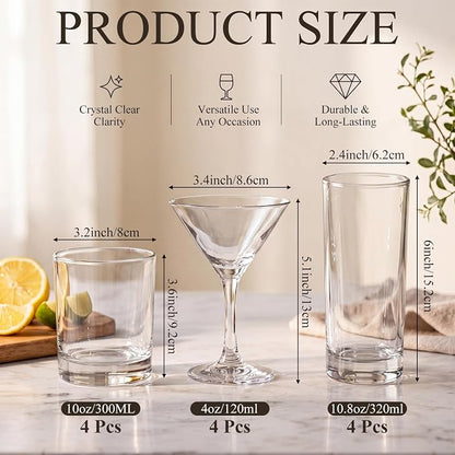 Mixed Cocktail Glasses Set of 12 - Image 2
