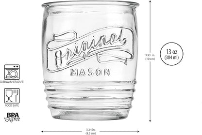 Glaver's Drinking Glasses Set of 4 Original Mason Whiskey 13 Oz Genuine - Image 3
