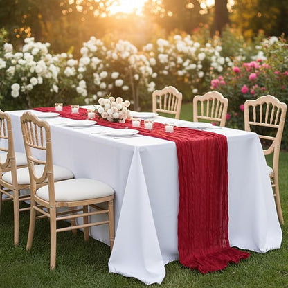 3 Pack Red Cheesecloth Table Runner 120 Inch Boho Wedding Decor | Cheesecloth - Image 8