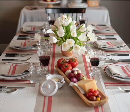 Solino Home 100% Pure Linen Table Runner, 14 x 72 in, French Stripe | Table - Image 9